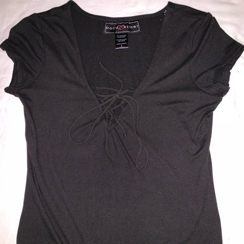 Black lace up body suite